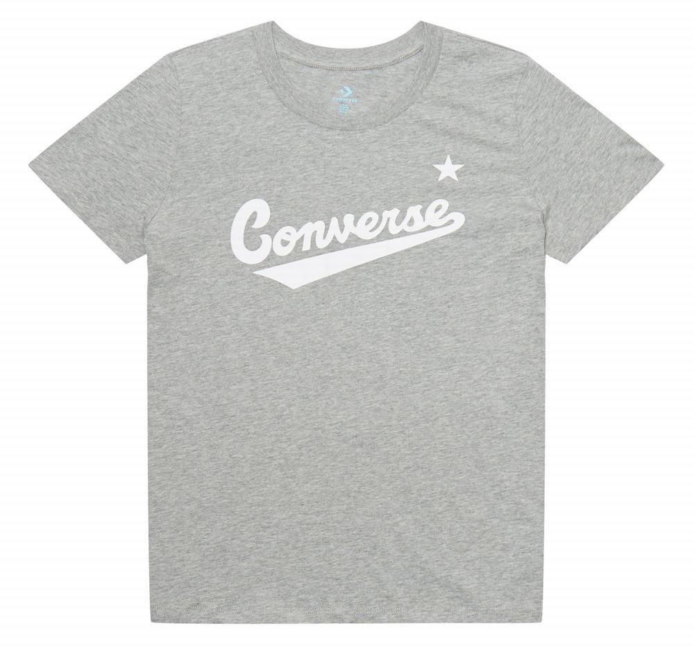 Camiseta Converse Front Logo Mulher Cinzentas 436819YSK